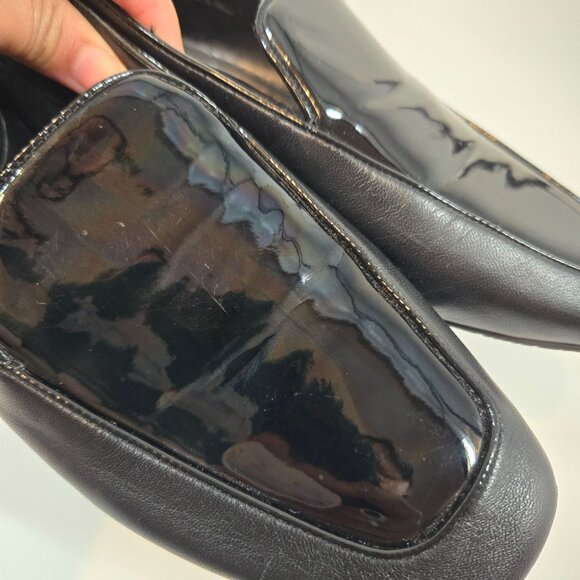 Donald Pliner Black Patent & Smooth Halia Loafers Square Toe Women's Size US 8 - Picture 10 of 10